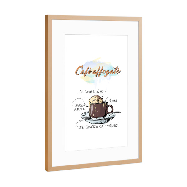 Poster mit Rahmen Kupfer "Café Affogato" artboxONE - Essen & Trinken - Rezept,Drink,Trinken,Coffee,Bar,Zucker,Tasse,Cafe,Ice,Kaffee