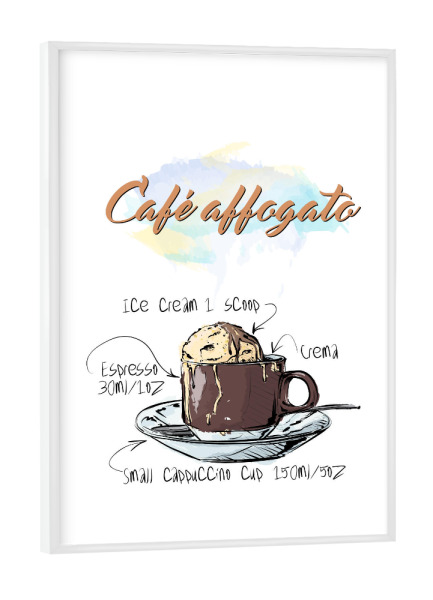 Poster mit weißem Rahmen "Café Affogato" artboxONE - Essen & Trinken - Rezept,Drink,Trinken,Coffee,Bar,Zucker,Tasse,Cafe,Ice,Kaffee