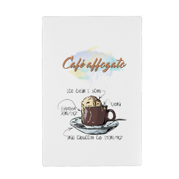 Metall Poster "Café Affogato" artboxONE - Essen & Trinken - Rezept,Drink,Trinken,Coffee,Bar,Zucker,Tasse,Cafe,Ice,Kaffee - Blechschild