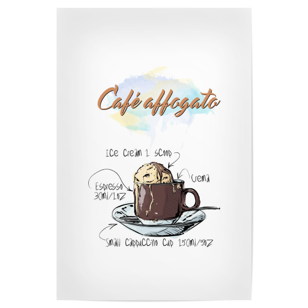 Poster 30x20 cm "Café Affogato" artboxONE - Essen & Trinken - Rezept,Drink,Trinken,Coffee,Bar,Zucker,Tasse,Cafe,Ice,Kaffee