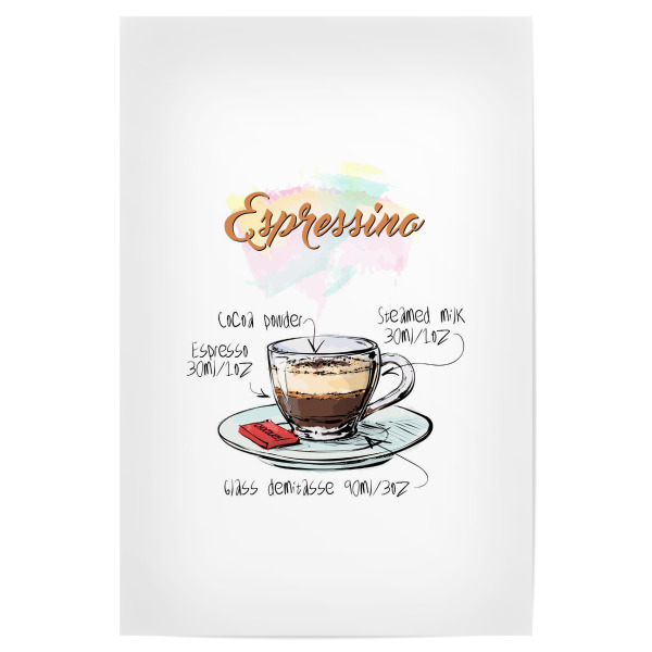 Poster "Espressino coffee" artboxONE - Essen & Trinken - Rezept,Drink,Trinken,Coffee,Bar,Zucker,Tasse,Cafe,Kaffee