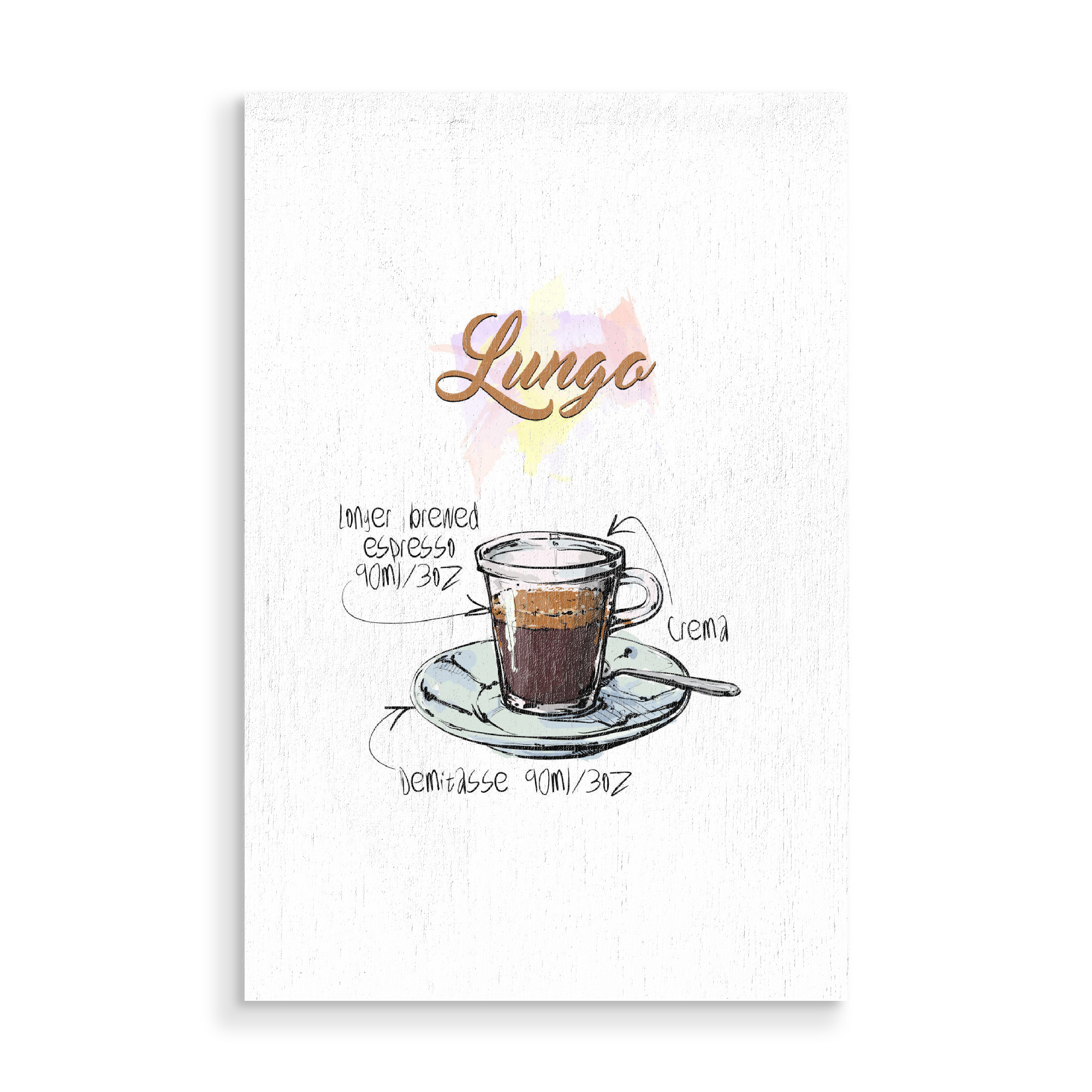 Holzbild "Lungo coffee" artboxONE - Essen & Trinken - Rezept,Drink,Trinken,Coffee,Bar,Zucker,Tasse,Cafe,Kaffee