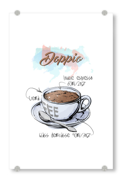 Acrylglasbild "Dopio coffee" artboxONE - Essen & Trinken - Rezept,Drink,Trinken,Coffee,Bar,Zucker,Tasse,Cafe,Kaffee