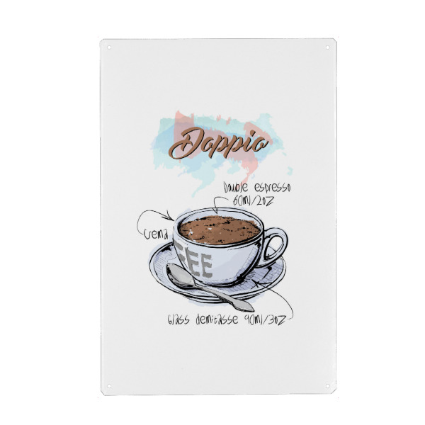 Metall Poster "Dopio coffee" artboxONE - Essen & Trinken - Rezept,Drink,Trinken,Coffee,Bar,Zucker,Tasse,Cafe,Kaffee - Blechschild