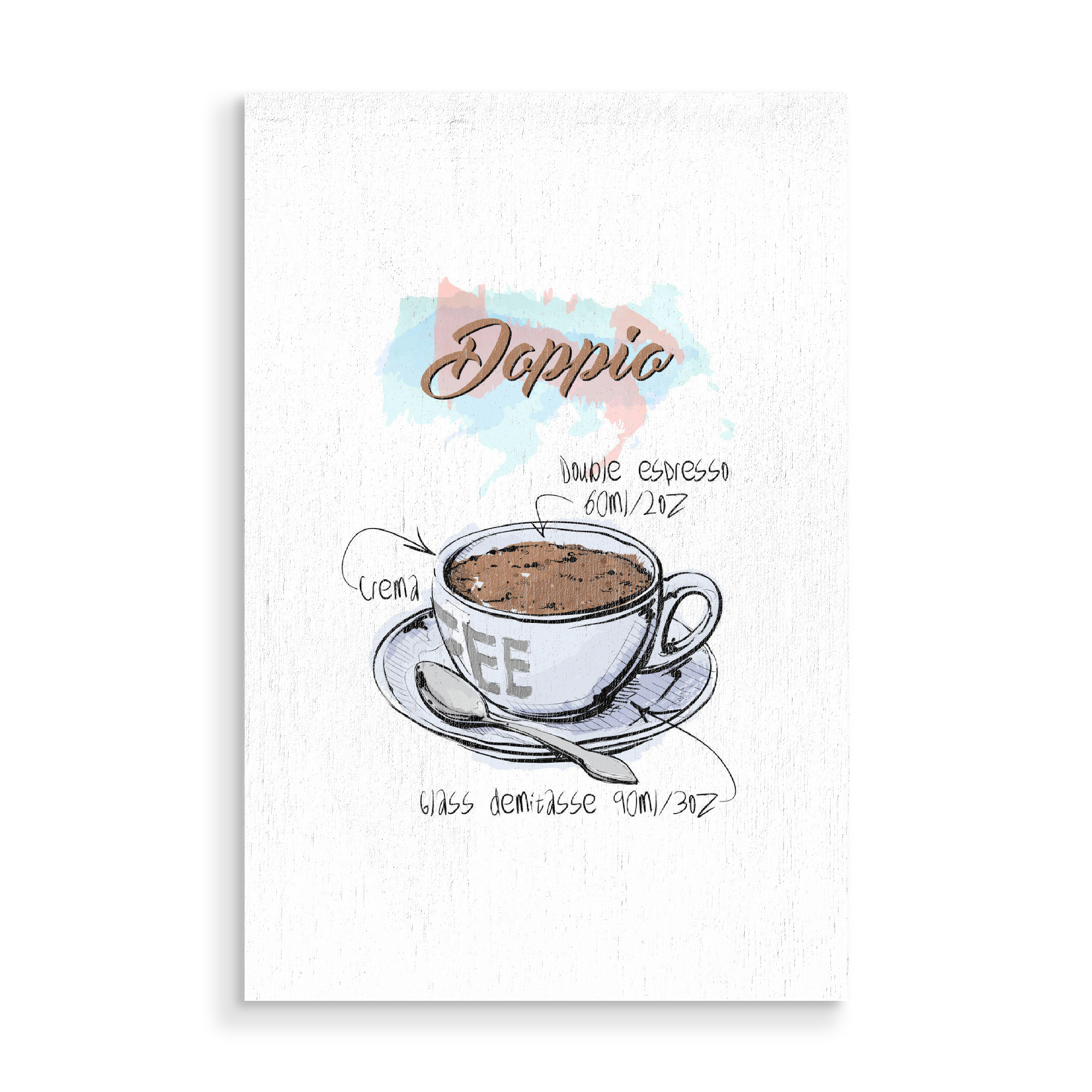 Holzbild "Dopio coffee" artboxONE - Essen & Trinken - Rezept,Drink,Trinken,Coffee,Bar,Zucker,Tasse,Cafe,Kaffee