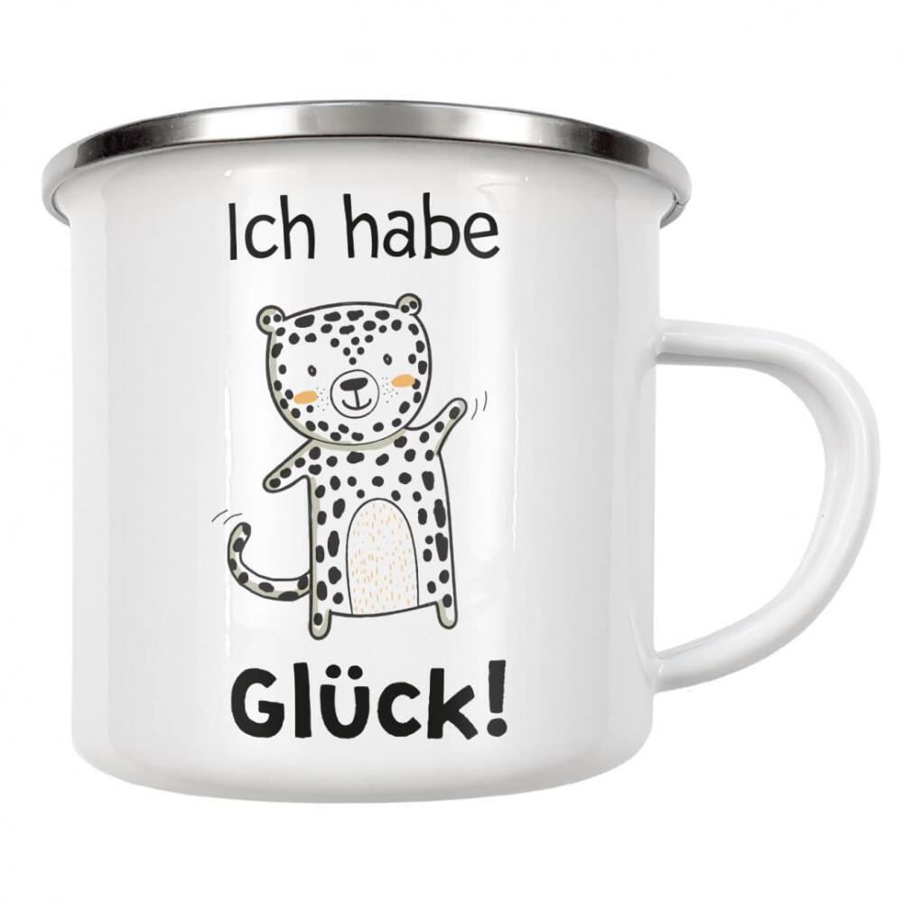 Emaille Tasse "KIDS FASHION - Affirmation Glück" artboxONE - Typografie,Tiere