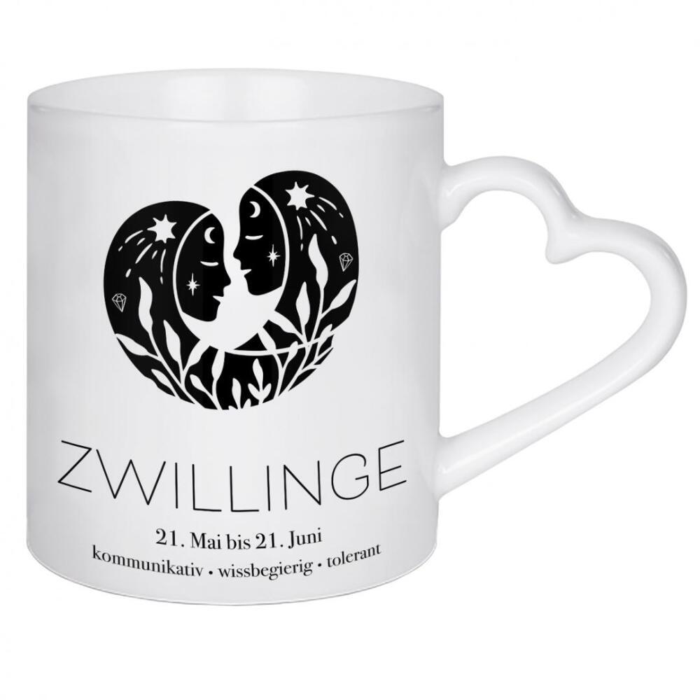 Herztasse "Motiv Sternzeichen Zwilling" artboxONE - Typografie,Natur,Tiere,Menschen