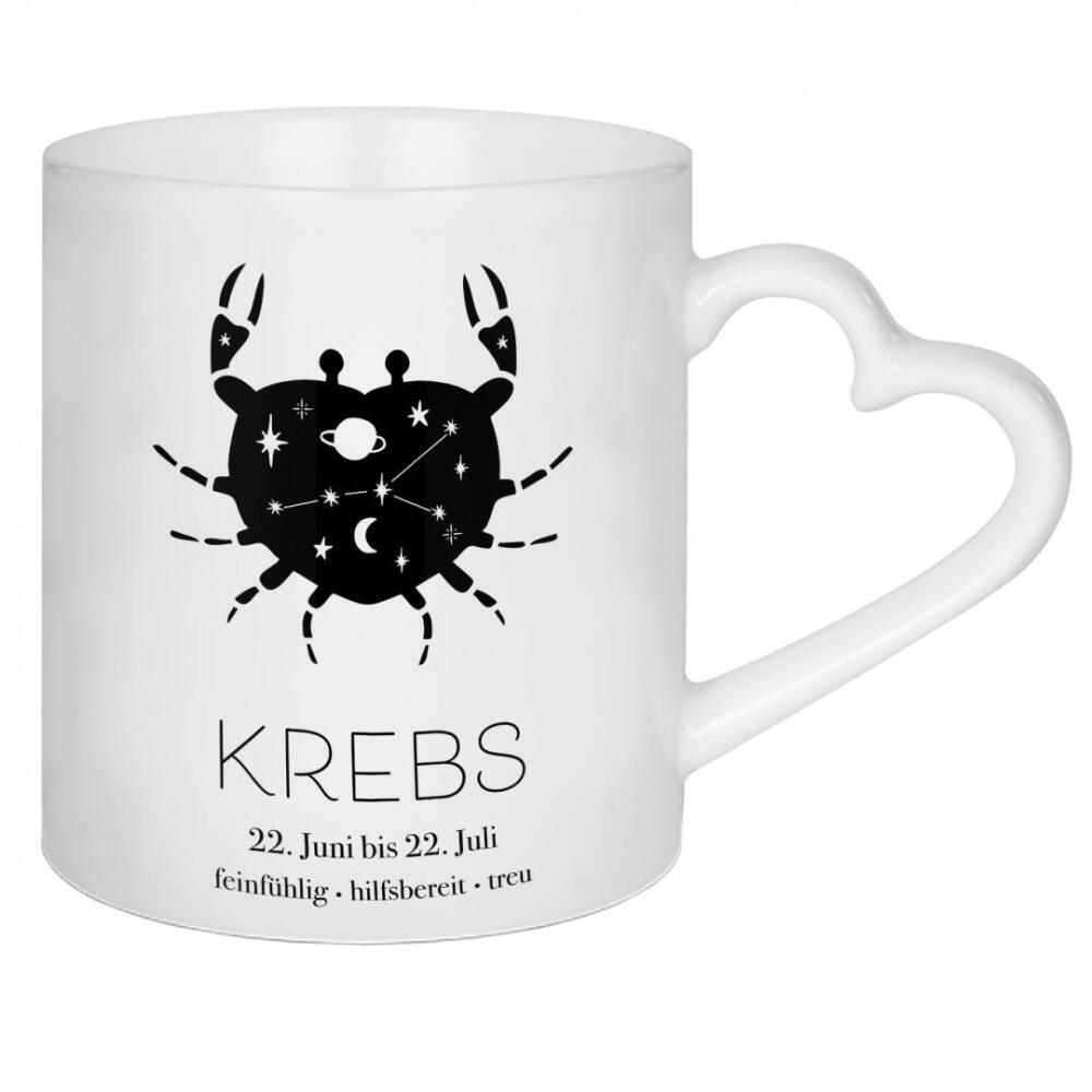Herztasse "Motiv Sternzeichen Krebs" artboxONE - Typografie,Natur,Tiere,Menschen,Schwarzweiß