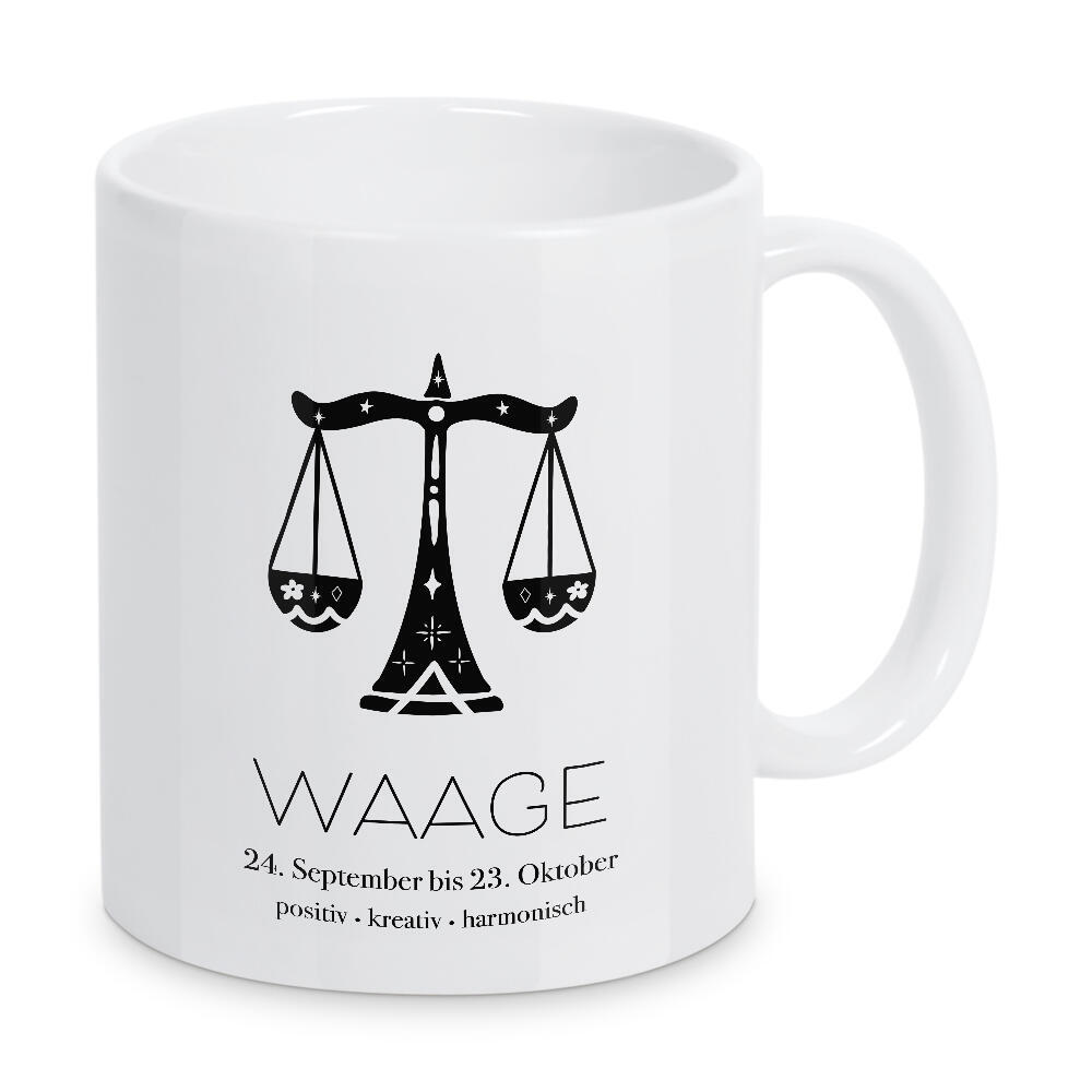 Tasse "Motiv Sternzeichen Waage" artboxONE - Typografie,Natur,Tiere,Menschen,Schwarzweiß