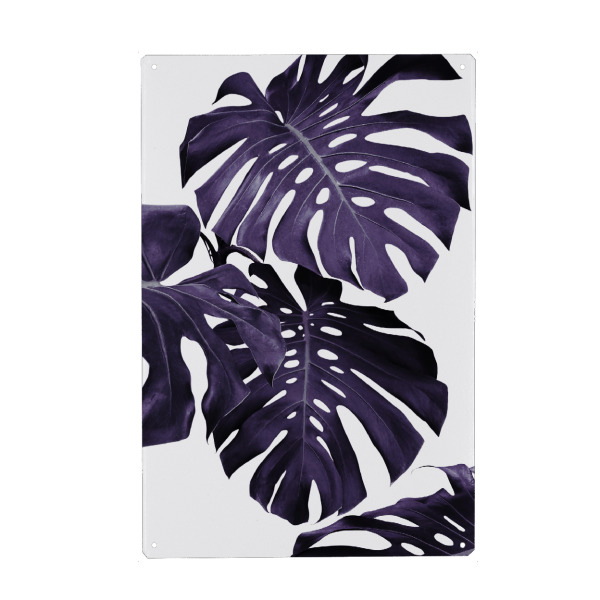 Holzbild "Monstera leaves 2" artboxONE - Natur,Ultraviolet - Lila,Tropisch,Modern,Blatt,Palmblätter,Monstera blätter,Ultraviolett