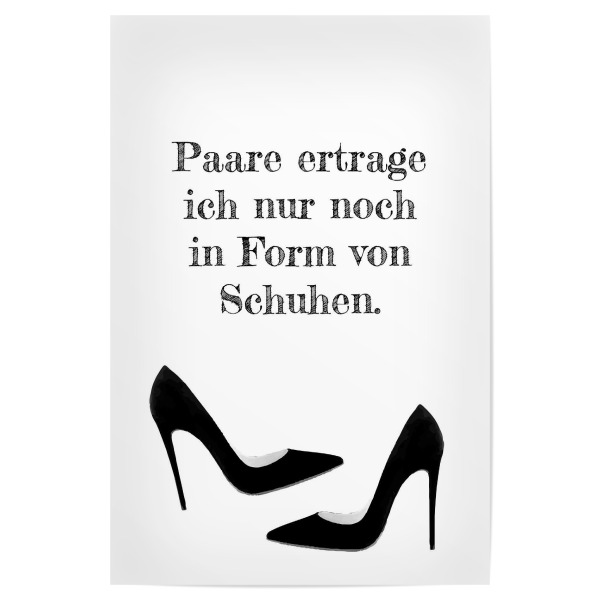 Poster "Paare 02" artboxONE - Typografie,Schwarzweiß,Lustig - Single,Alleine,Frei,Antivalentinstag,Solo,Ledig,Apart,Abgesondert,Lustig,Schuhe