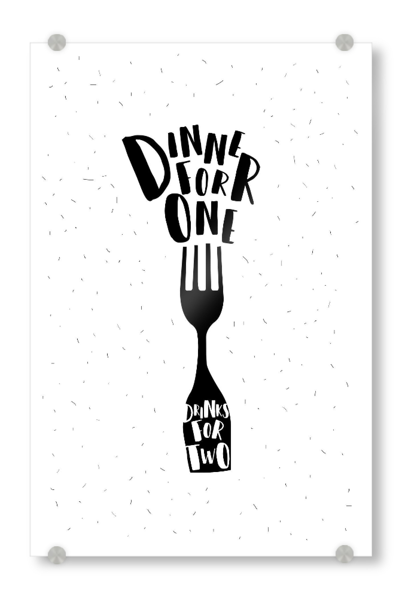 Acrylglasbild "Dinner" artboxONE - Typografie,Essen & Trinken,Schwarzweiß,Essen & Trinken / Alkohol
