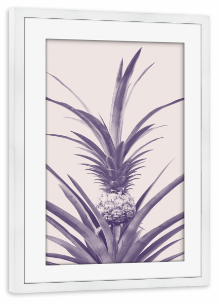 Poster mit Rahmen weiß "Pineapple 3" artboxONE - Natur,Ultraviolet - Ananas,Violett,Ultraviolett,Lila kunst,Tropisch,Obst,Küche,Essen