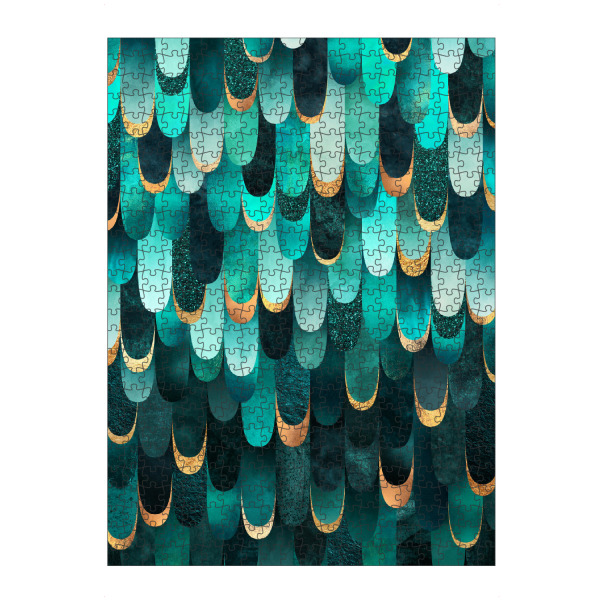 Puzzle Ravensburger "Feathered - Turquoise" artboxONE - Abstrakt - Graphic,Abstract,Pattern,Turquouse,Ocean,Mermaid,Scales - Bild graphic