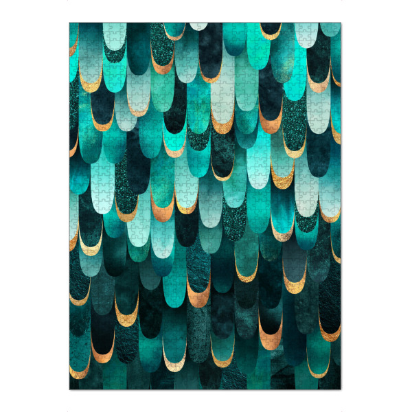 Puzzle Ravensburger "Feathered - Turquoise" artboxONE - Abstrakt - Graphic,Abstract,Pattern,Turquouse,Ocean,Mermaid,Scales - Bild graphic