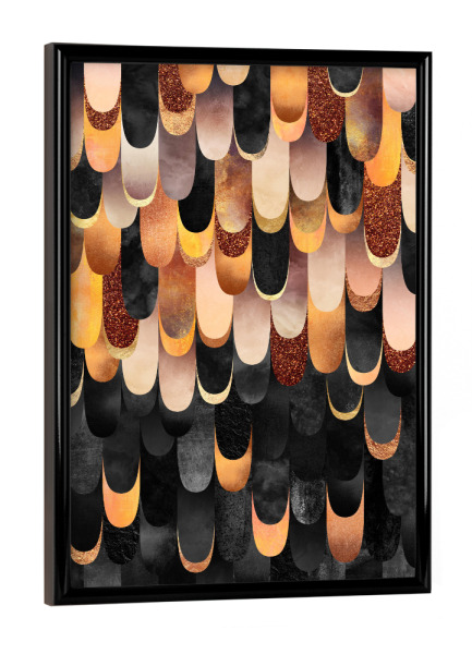 Poster mit schwarzem Rahmen "Feathered - Copper And Black" artboxONE - Abstrakt - Graphic,Abstract,Pattern,Copper,Black and copper,Scales,Mermaid