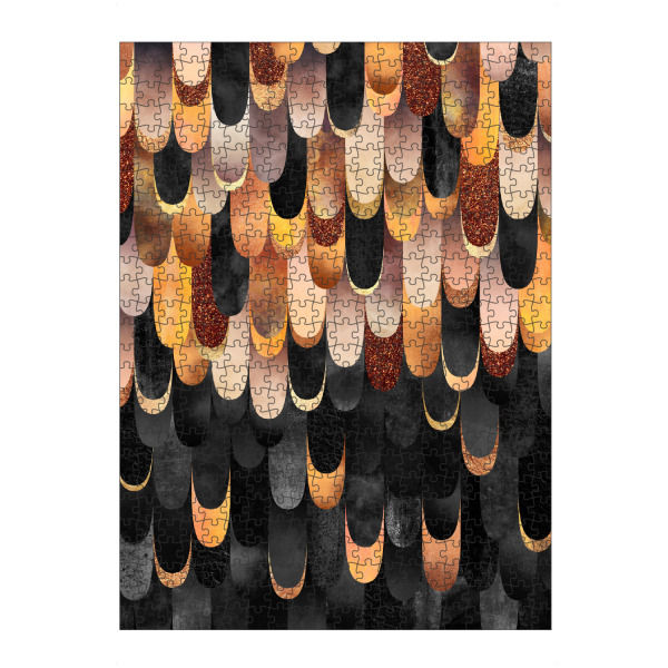 Puzzle Ravensburger "Feathered - Copper And Black" artboxONE - Abstrakt - Graphic,Abstract,Pattern,Copper,Black and copper,Scales,Mermaid