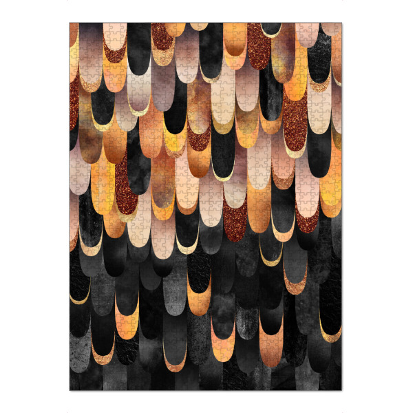 Puzzle Ravensburger "Feathered - Copper And Black" artboxONE - Abstrakt - Graphic,Abstract,Pattern,Copper,Black and copper,Scales,Mermaid