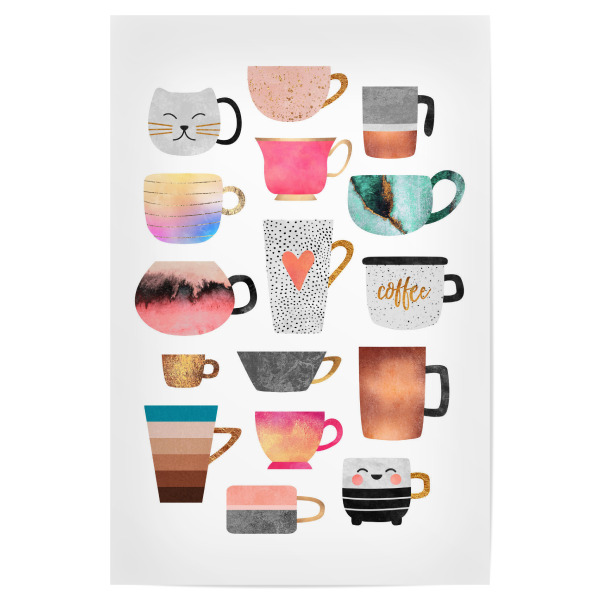 Poster "Coffee Cups Collection" artboxONE - Essen & Trinken - Graphic,Coffee,Coffee cups,Mugs,Cups,Kitchen,Cute,Pretty,Collection,Café