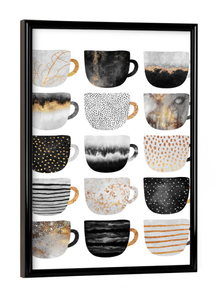 Poster mit schwarzem Rahmen "Pretty Coffee Cups 3" artboxONE - Essen & Trinken - Coffee,Coffee cups,Kitchen,Café,Tea,Teacups,Mugs