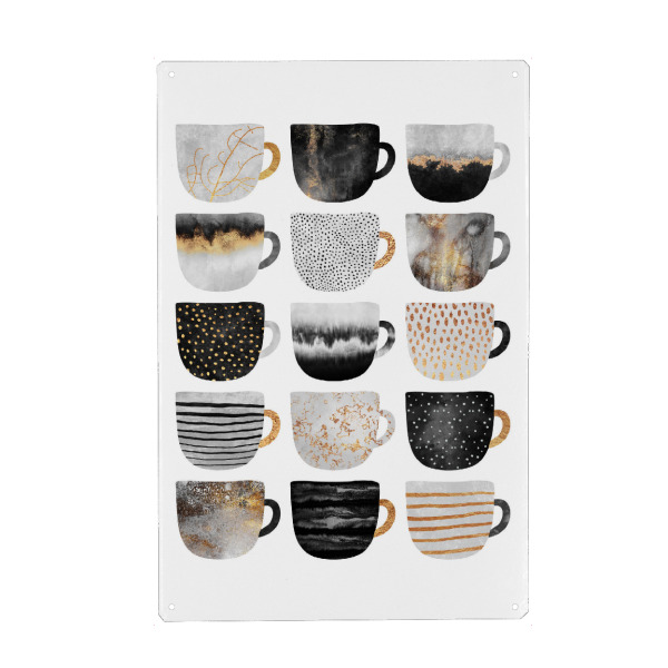 Metall Poster "Pretty Coffee Cups 3" artboxONE - Essen & Trinken - Coffee,Coffee cups,Kitchen,Café,Tea,Teacups,Mugs - Blechschild
