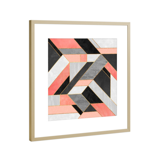 Poster mit Rahmen Gold "Construct 1" artboxONE - Abstrakt,Geometrie - Graphic,Abstract,Geometry,Geometric,Peach,Lines,Modern