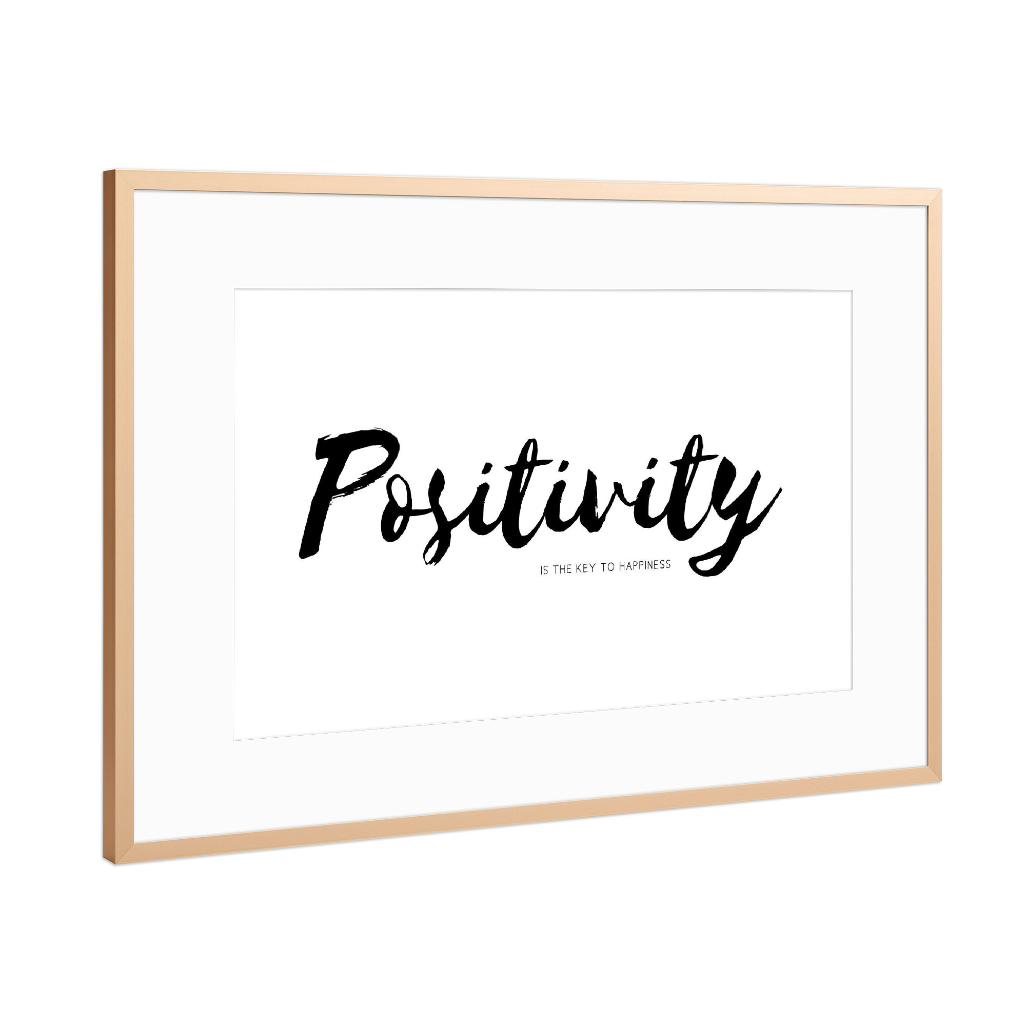 Poster mit Rahmen Kupfer "Positivity" artboxONE - Typografie,Schwarzweiß