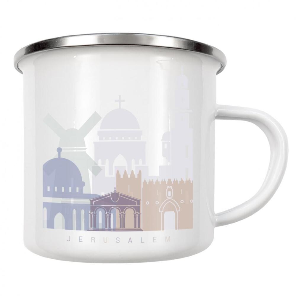 Emaille Tasse "JERUSALEM SKYLINE PASTELL" artboxONE - Städte,Architektur