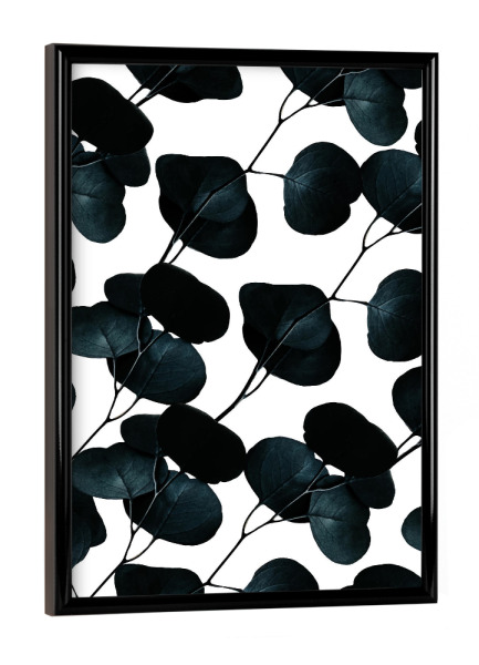 Poster mit schwarzem Rahmen "Dark Leaves" artboxONE - Natur,Floral,Schwarzweiß