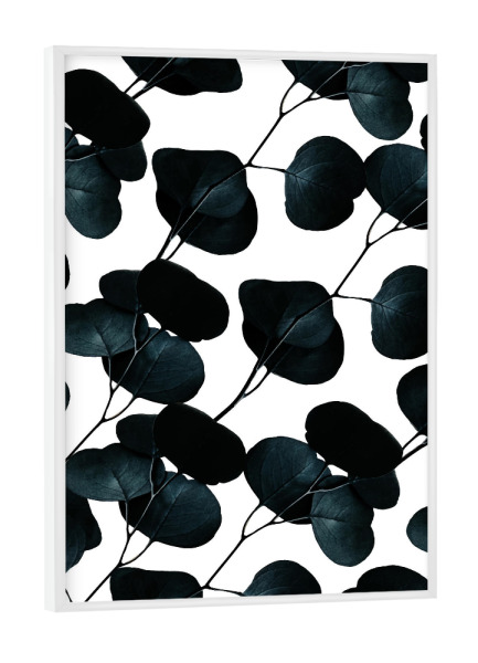Poster mit weißem Rahmen "Dark Leaves" artboxONE - Natur,Floral,Schwarzweiß