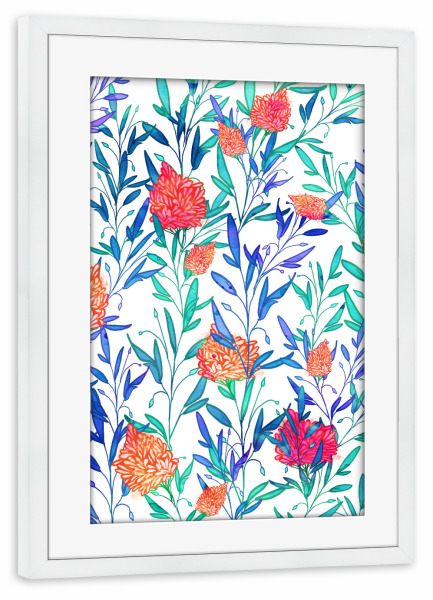 Poster mit Rahmen weiß "Vibrant Floral" artboxONE - Natur,Floral