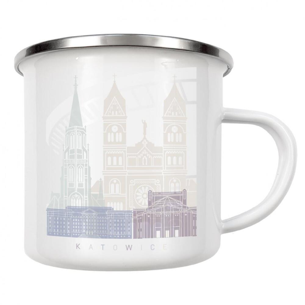 Emaille Tasse "KATOWICE SKYLINE PASTELL" artboxONE - Städte,Architektur