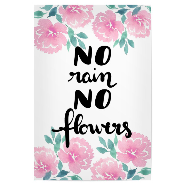 Poster 30x20 cm "No Rain No flowers n.1" artboxONE - Typografie,Floral
