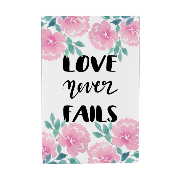 Holzbild "Love never fails n.1" artboxONE - Typografie,Floral,Liebe