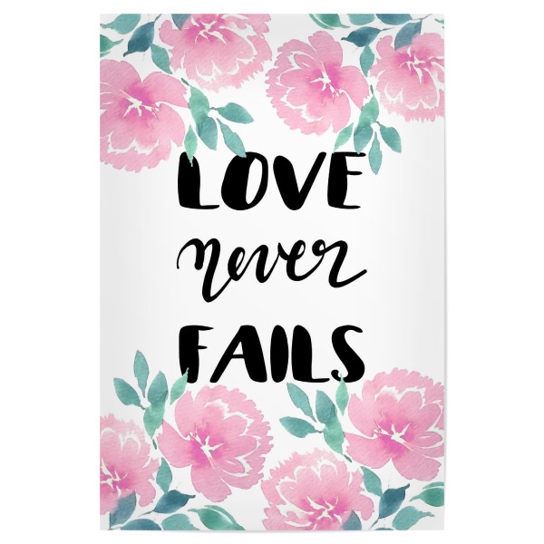 Poster "Love never fails n.1" artboxONE - Typografie,Floral,Liebe
