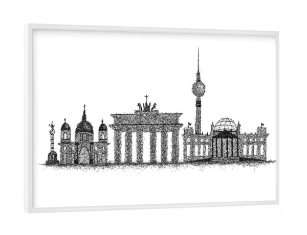 Poster mit weißem Rahmen "Skyline Berlin" artboxONE - Städte,Städte / Berlin,Schwarzweiß