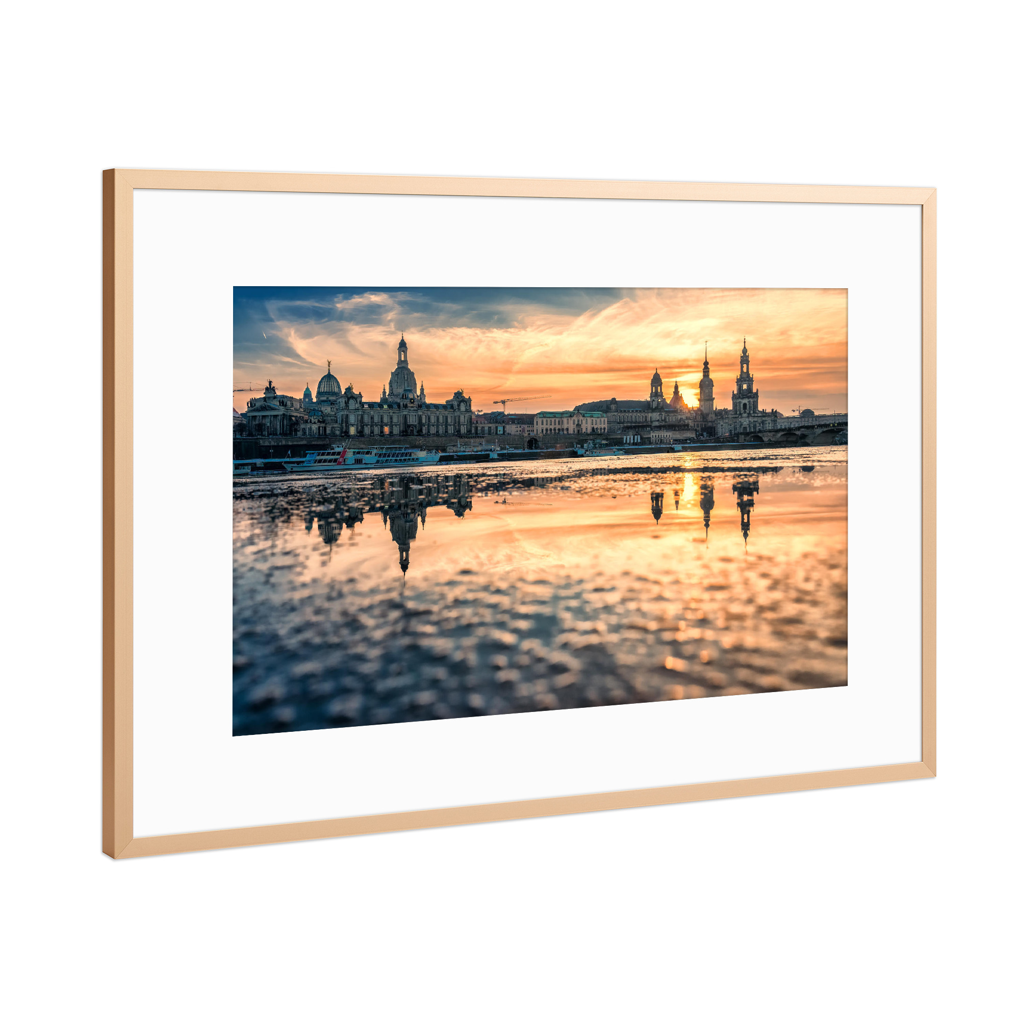 Poster mit Rahmen Kupfer "Dresden am Abend" artboxONE - Reise,Architektur,Städte / Dresden