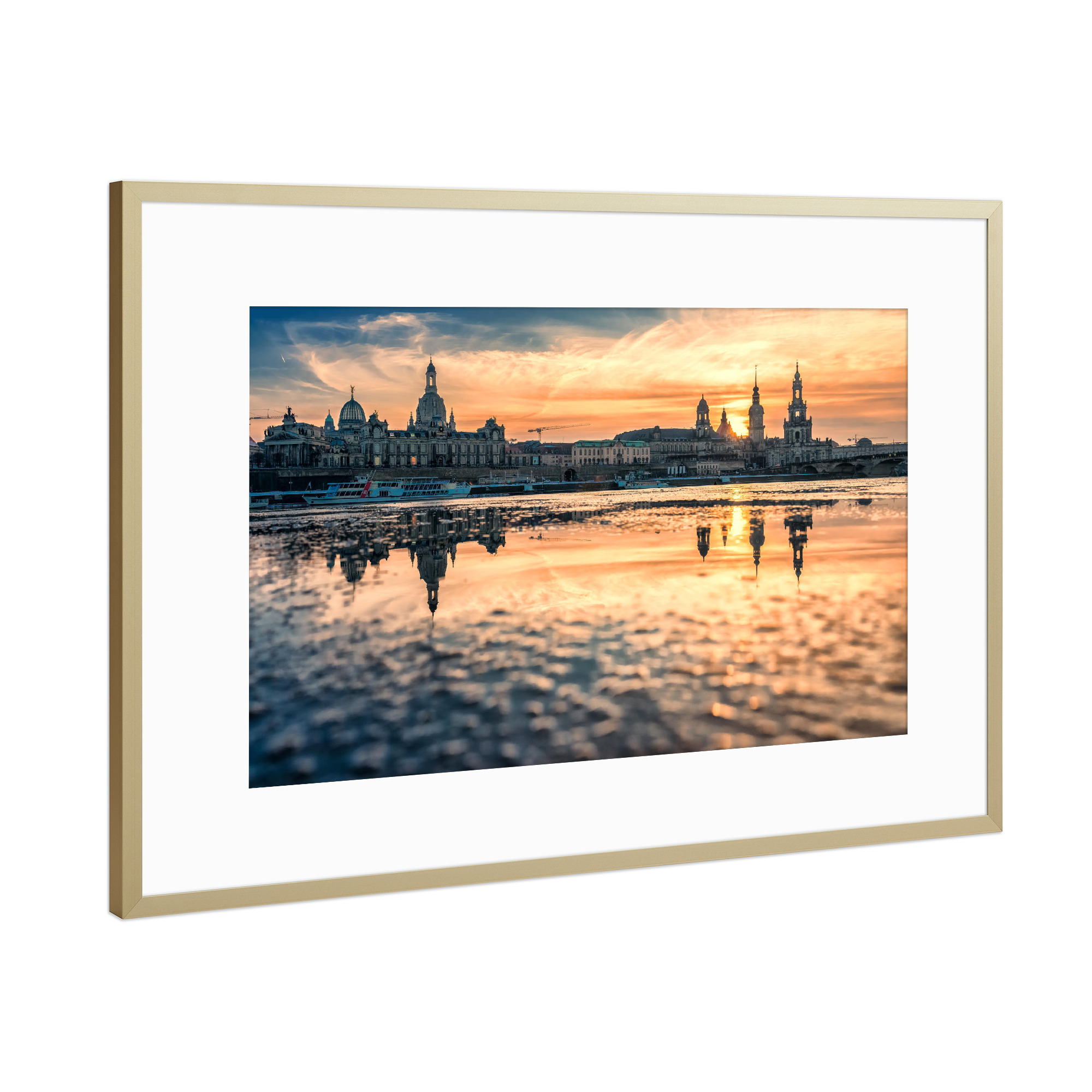 Poster mit Rahmen Gold "Dresden am Abend" artboxONE - Reise,Architektur,Städte / Dresden