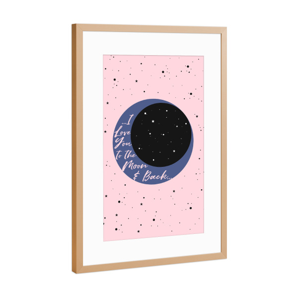Poster mit Rahmen Kupfer "I love you to the Moon" artboxONE - Liebe,Galaxy,Lustig