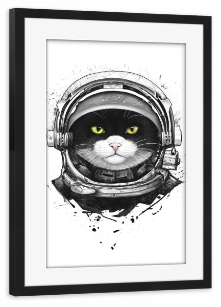 Poster mit Rahmen schwarz "Cosmic cat" artboxONE - Natur,Reise,Für Kinder,Tiere,Comic,Menschen,Schwarzweiß,Liebe,Für Mama,Für Papa,Galaxy,Lustig