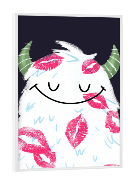 Poster mit weißem Rahmen "Lots Of Kisses" artboxONE - Für Kinder,Comic,Liebe,Streetart,Für Mama,Für Papa,Lustig