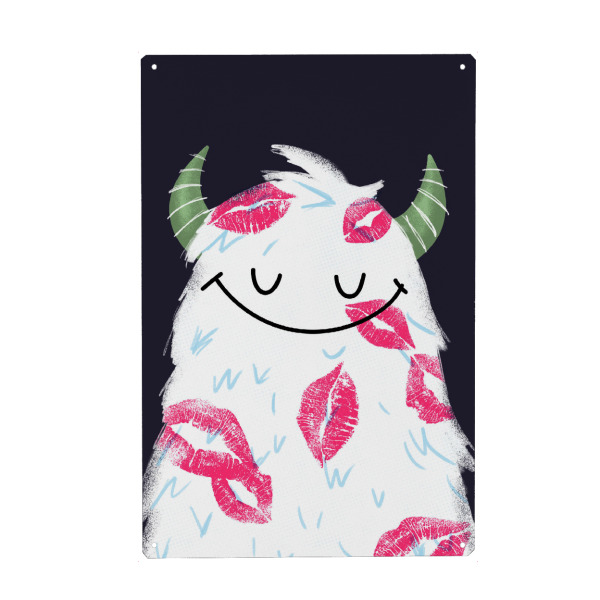 Holzbild "Lots Of Kisses" artboxONE - Für Kinder,Comic,Liebe,Streetart,Für Mama,Für Papa,Lustig