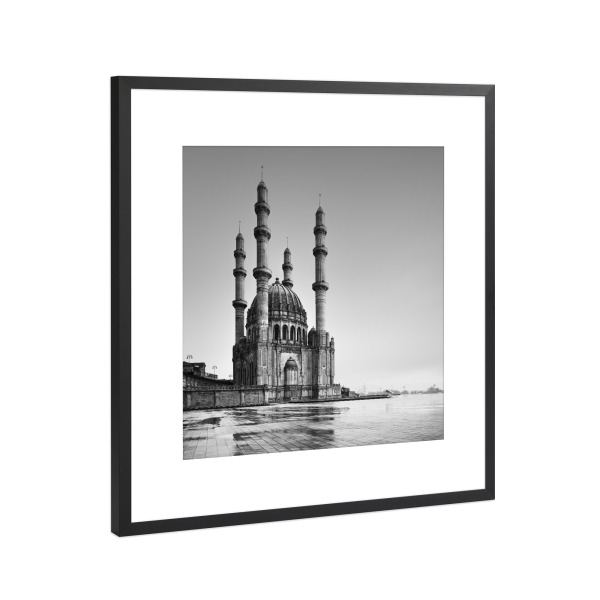 Poster mit Rahmen Schwarz (Metallic) "Heydar Mosque - Baku" artboxONE - Städte,Reise,Schwarzweiß,Architektur,Streetart,Reise / Asien,Reise / Länder