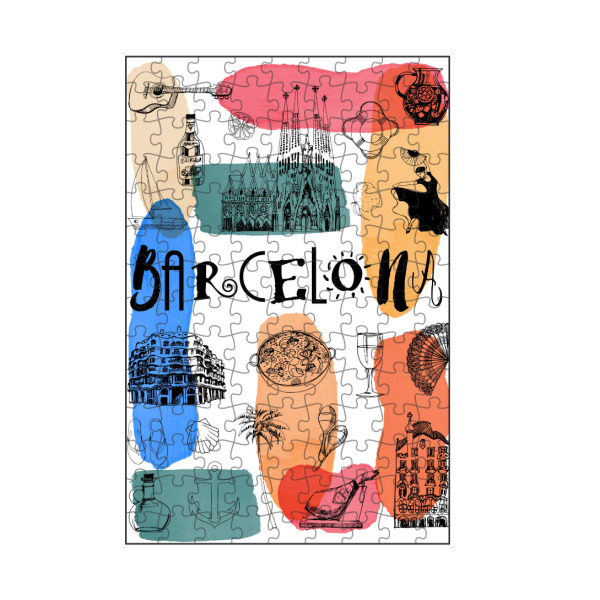 artboxONE Puzzle "Barcelona 3" artboxONE - Städte,Typografie,Reise,Schwarzweiß,Städte / Barcelona