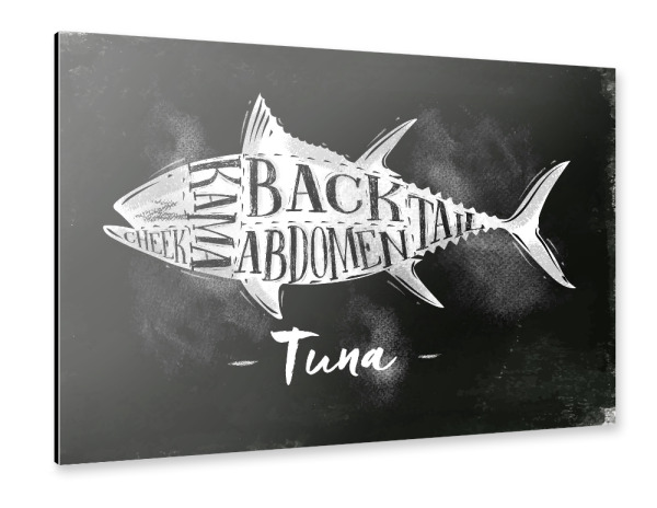 Alu-Dibond "Tuna cutting scheme chalk" 30x20 cm artboxONE
