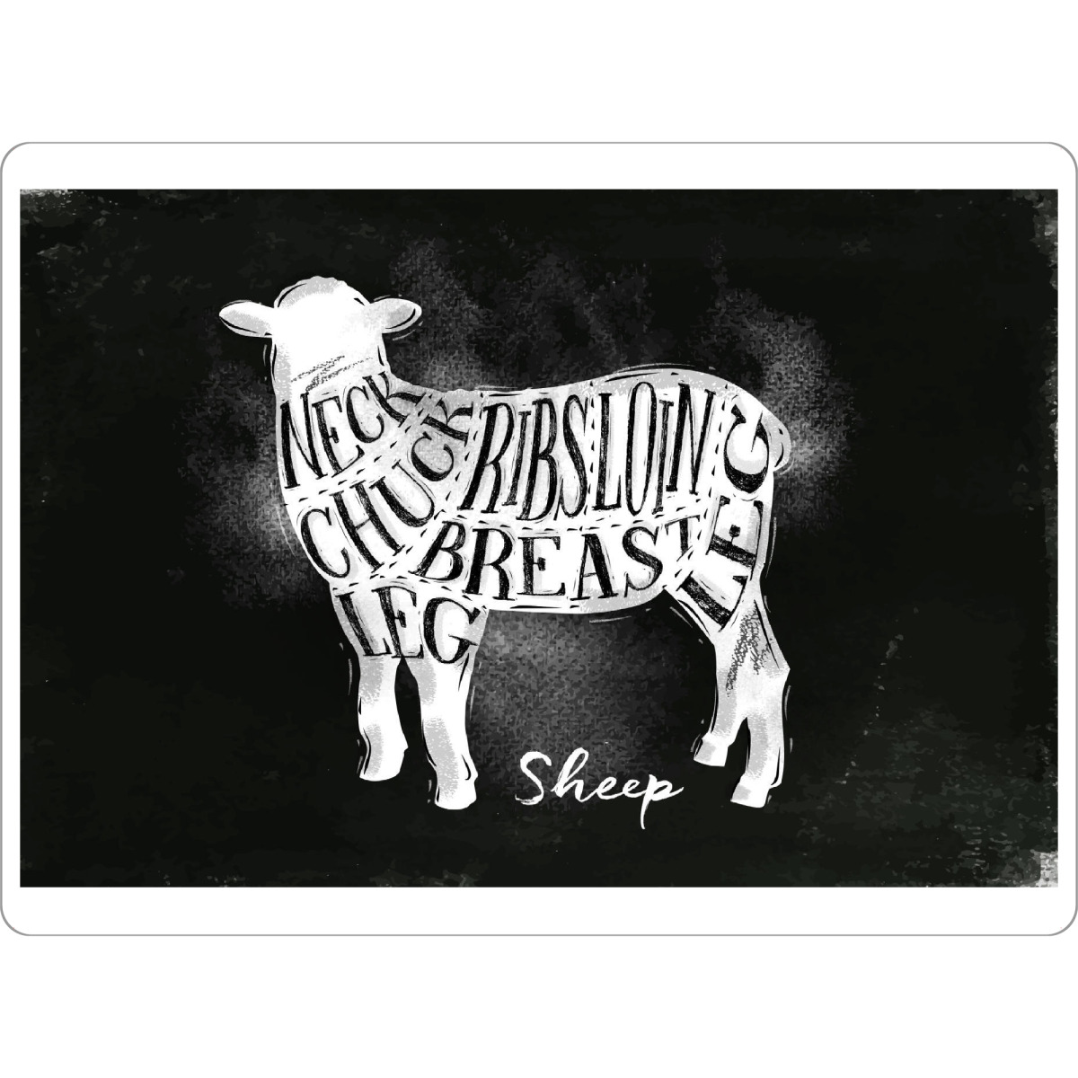 Tischset "Sheep lamb cutting scheme chalk" artboxONE - Essen & Trinken,Schwarzweiß,Essen & Trinken / Obst & Gemüse