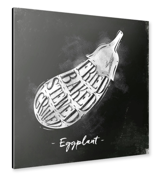 Alu-Dibond "Eggplant cutting scheme chalk" 30x30 cm artboxONE
