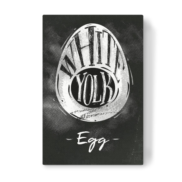 Leinwandbild "Egg cutting scheme chalk" artboxONE - Tiere,Essen & Trinken,Schwarzweiß