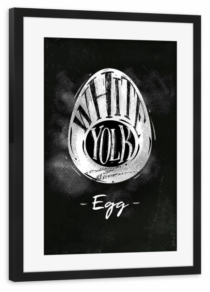 Poster mit Rahmen schwarz "Egg cutting scheme chalk" artboxONE - Tiere,Essen & Trinken,Schwarzweiß