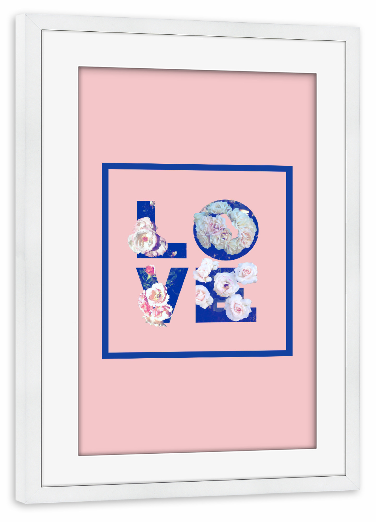 Poster mit Rahmen weiß "Floral LOVE" artboxONE - Typografie,Natur,Floral,Liebe